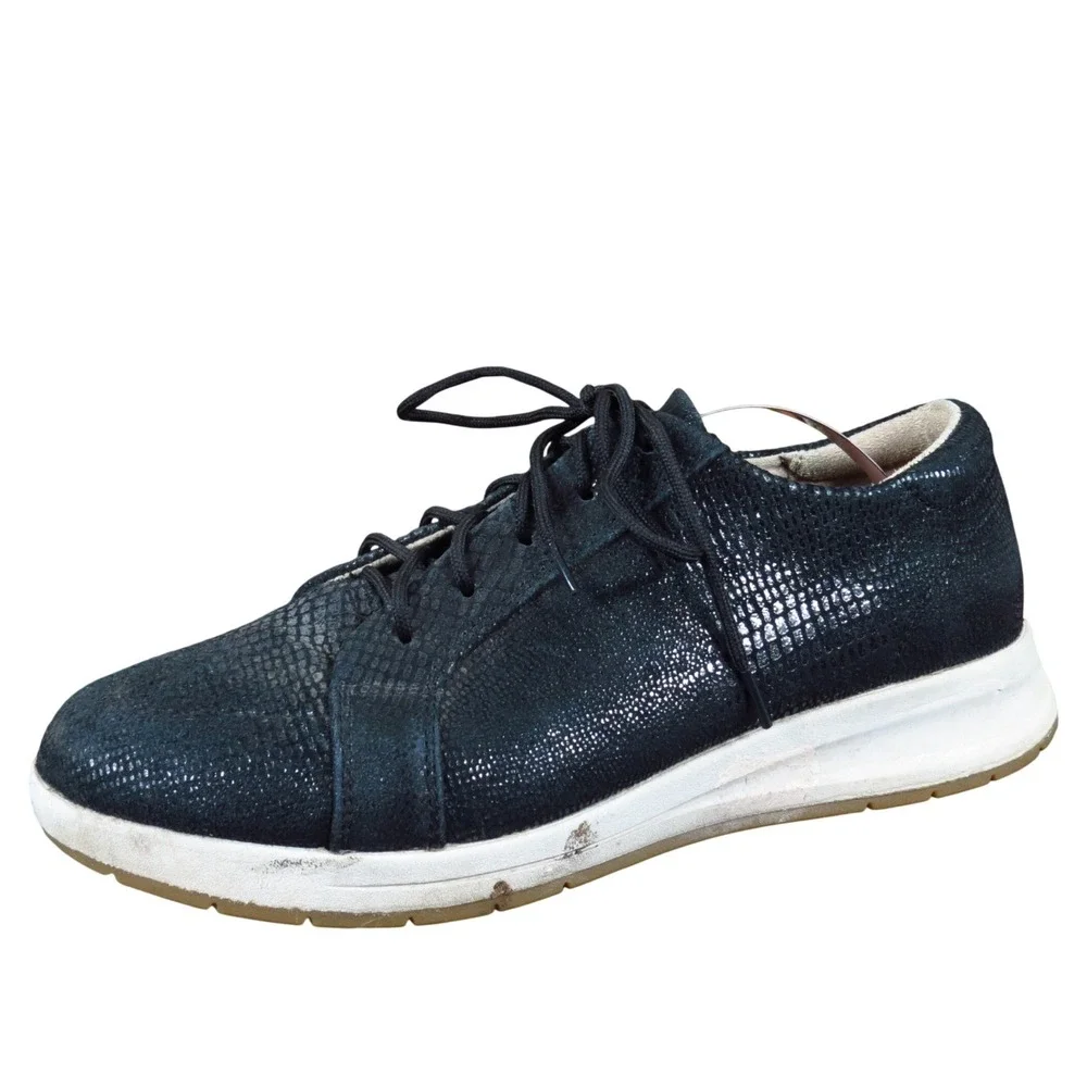 Revere Athens Women Casual Sneaker Size 8 Wide Walking‎ Shoe Black Leather